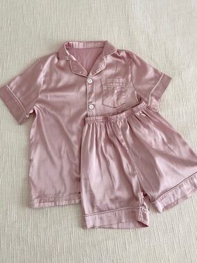 Pink Satin Kids Pajama Set
